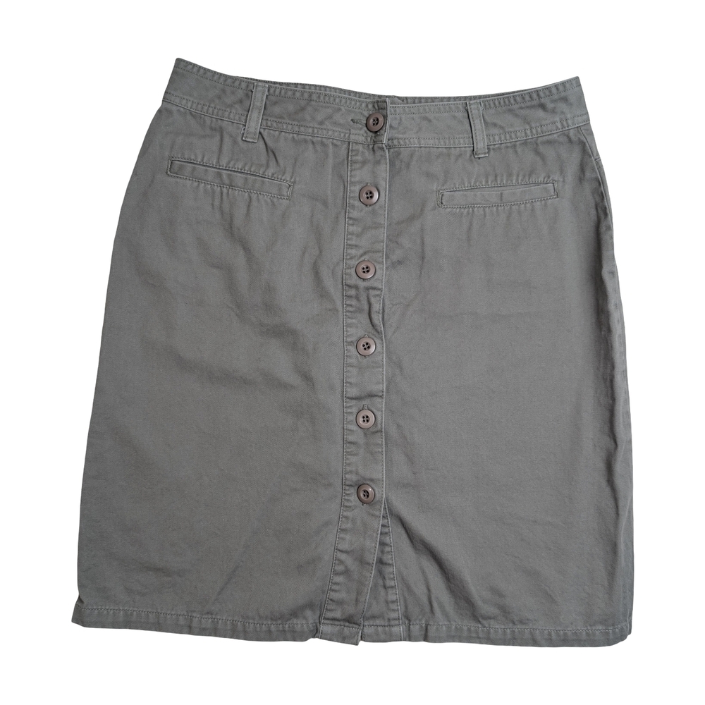 Papaya Green Button-Front Cotton Mini Skirt | Size M | Utility Style